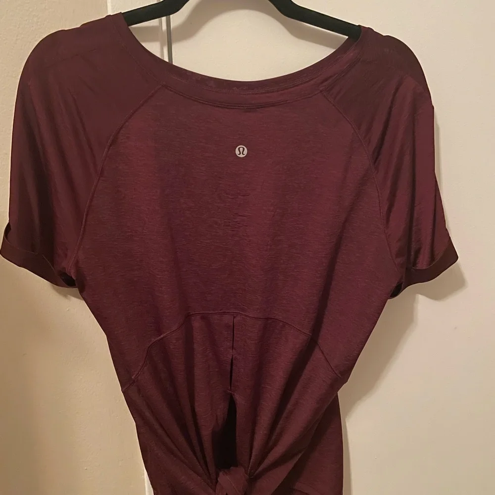 Lululemon Open Up Tie Back Short Sleeve Tee Garnet